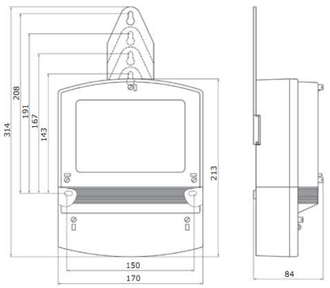 Размеры трехфазного счетчика электроэнергии НИК 2301 АП (механический индикатор)
