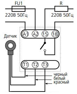 Схема подключения реле ТР-32Е к нагрузке до 500 ватт
